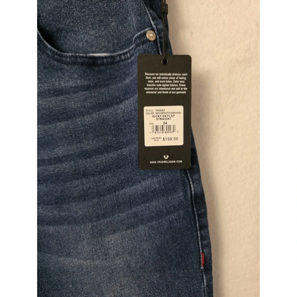 True Religion Ricky SN FlapStraight  Style 700642 Medium Rustic Barn Wash 34x32